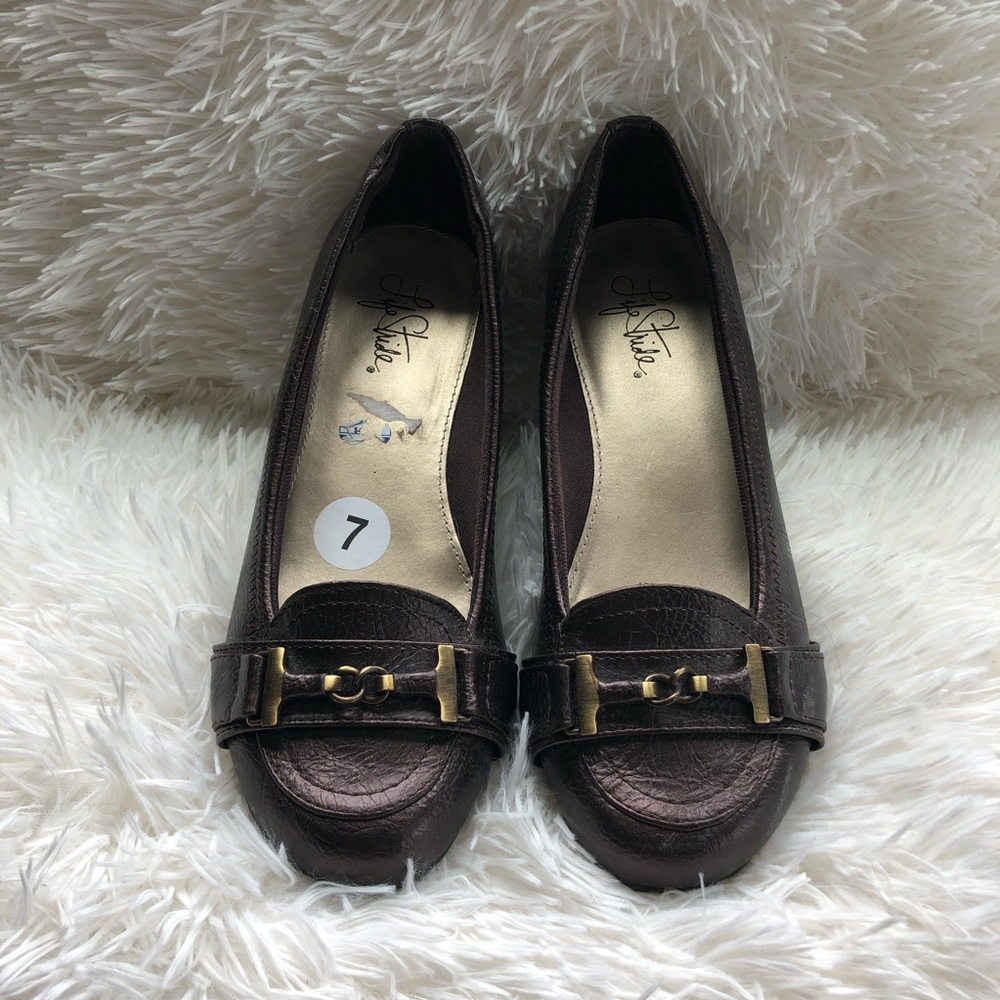 Life Stride Pewter/Brown Loafers Size 7